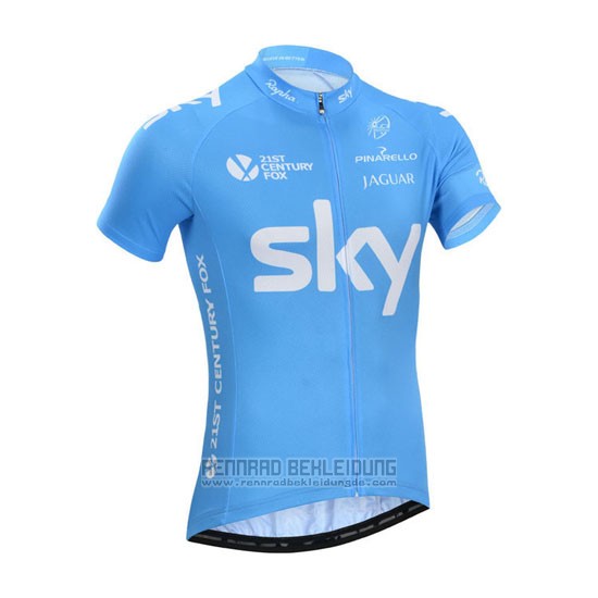 2014 Fahrradbekleidung Sky Azurblau und Wei Trikot Kurzarm und Tragerhose - zum Schließen ins Bild klicken